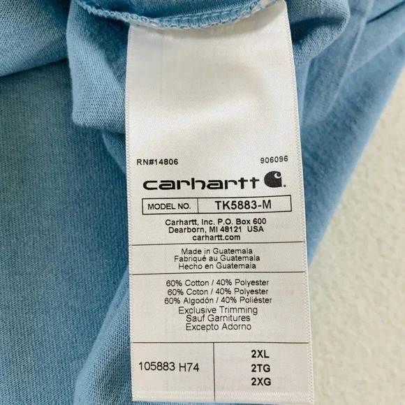 NWT Carhartt C Graphic T-Shirt Mens Relaxed Fit Heavyweight Long Sleeve 2XL Blue - Picture 7 of 11